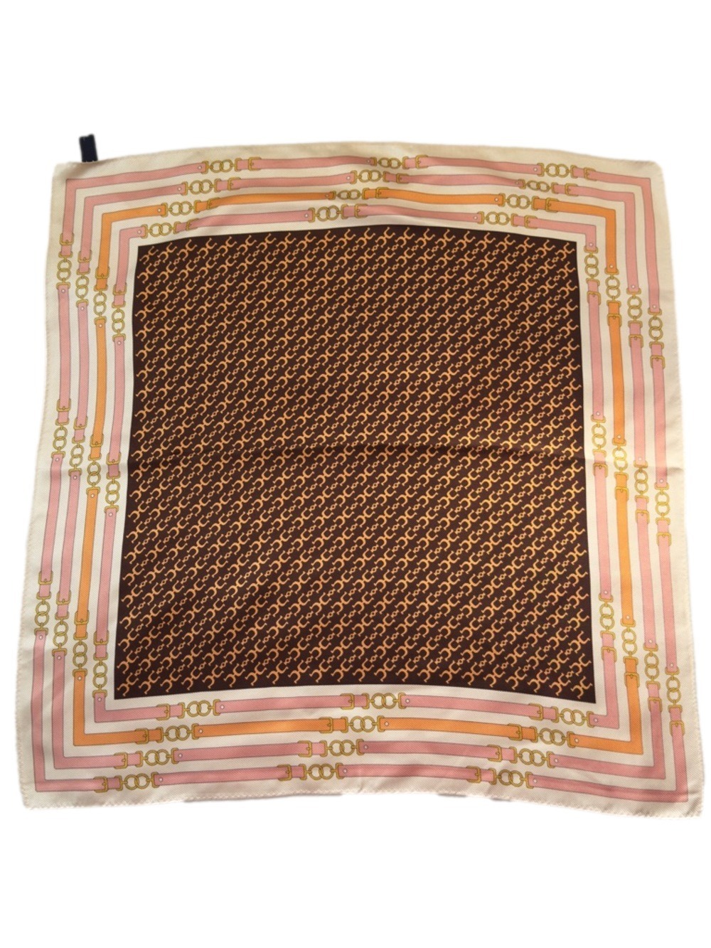 Silk-Feel Scarf with Pink & Brown Equestrian Print - Picture 2 of 6